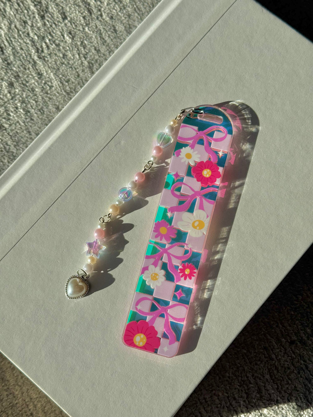 Checkered Floral Bookmark